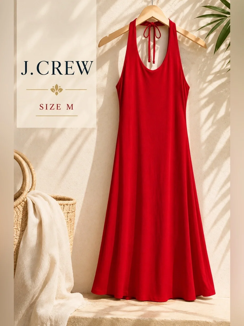 J. Crew Red Halter Swing Dress Size Medium